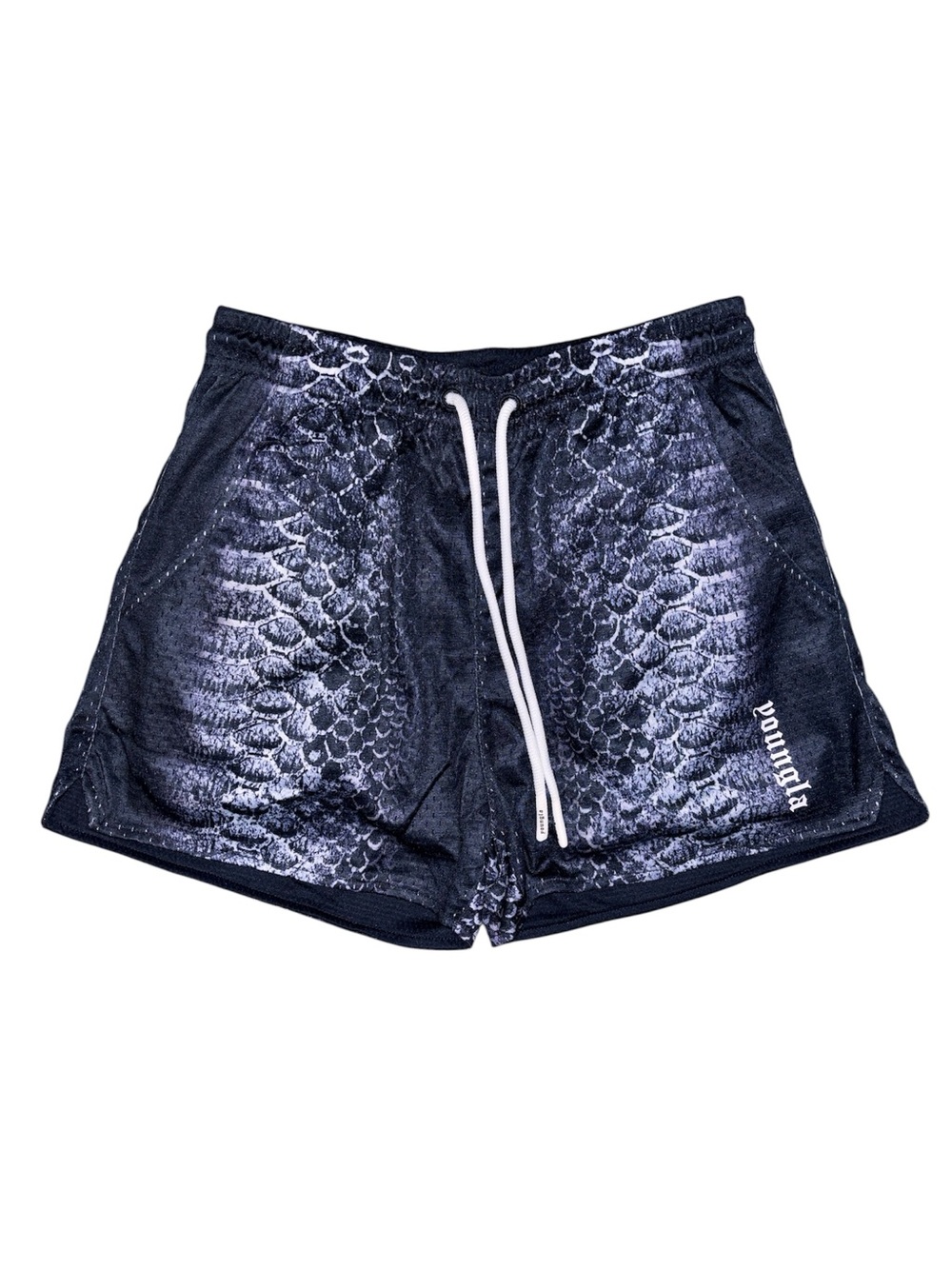 YoungLA Navy Snakeskin Print Mesh Reversable Shorts Size: Small NWT